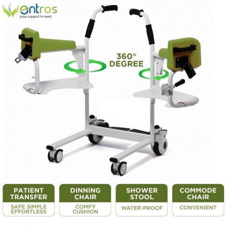 Entros Patient Lifter Transfer Commode Height Adjustable wheelchair, Body lifting device (KL524)