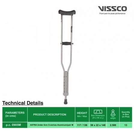 Vissco Adjustable Crutches Aluminium Pair Medium